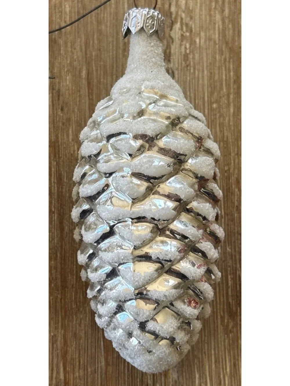 VINTAGE Snowy Pinecone Glass Christmas Ornaments Poland /other Lot Of 9